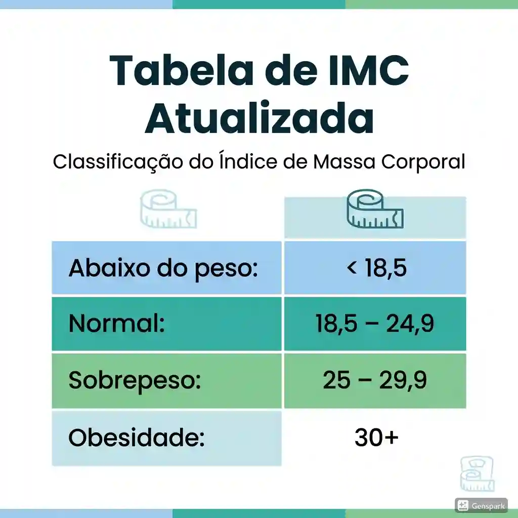 Tabela de IMC atualizada com classificação do índice de massa corporal